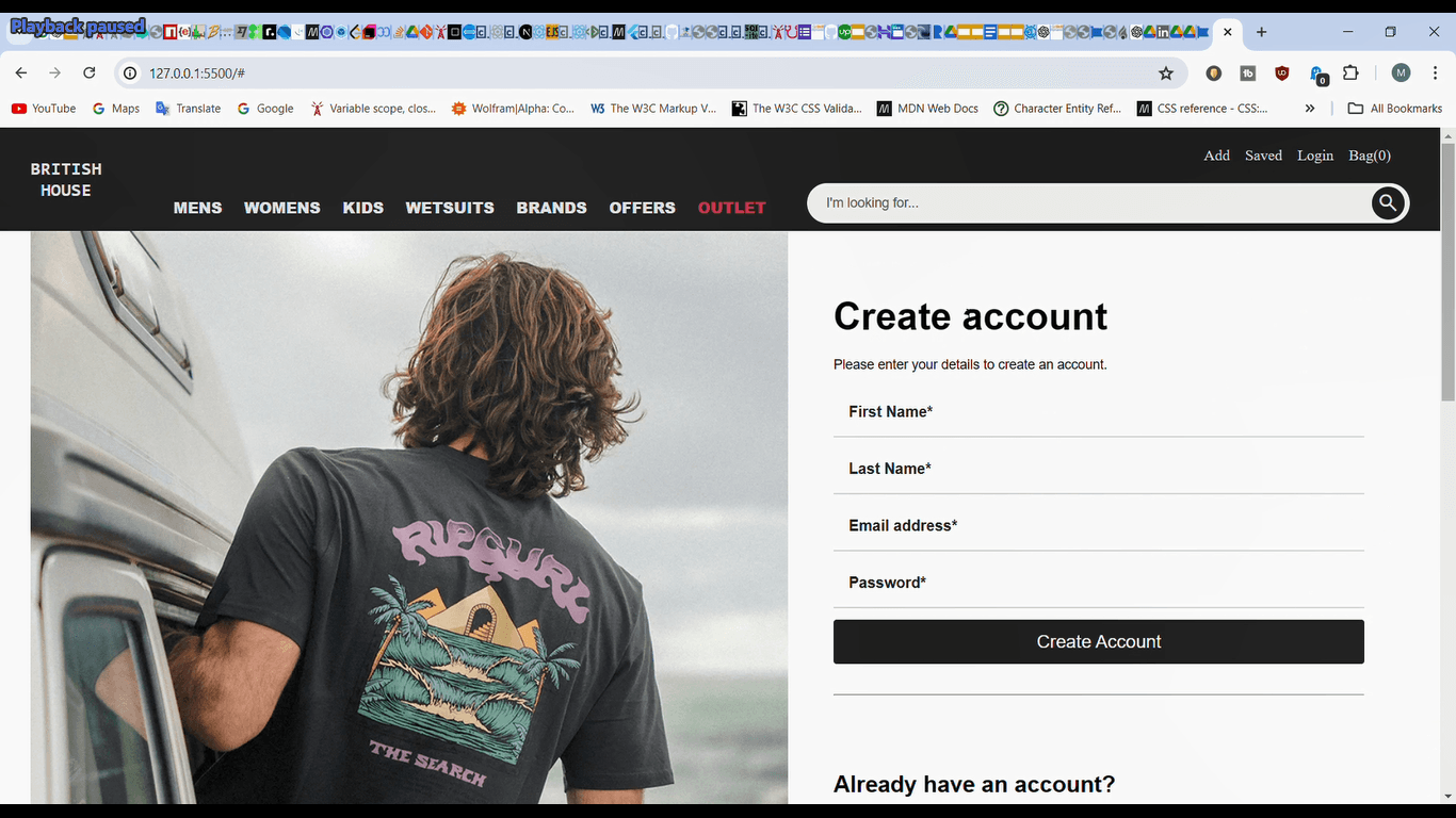 Create an account to allow you to add to cart and others realted field 
