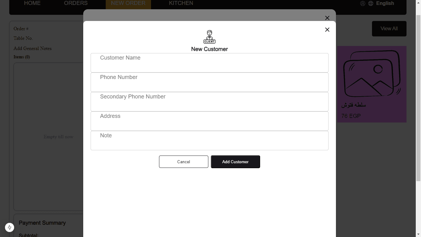 Create customer for Order an Order 