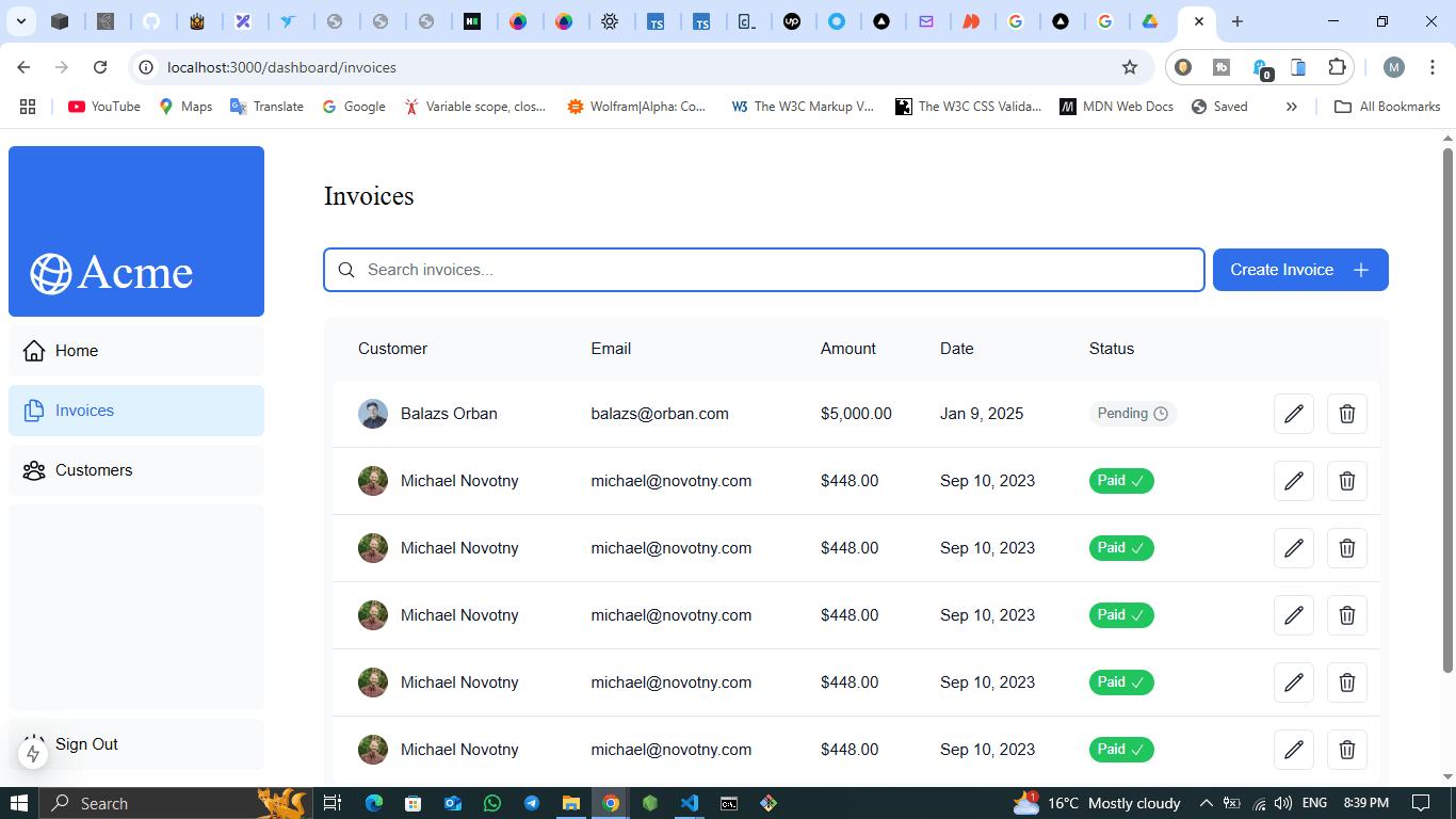 You can create Invoices and add the data you want , edit and delete it