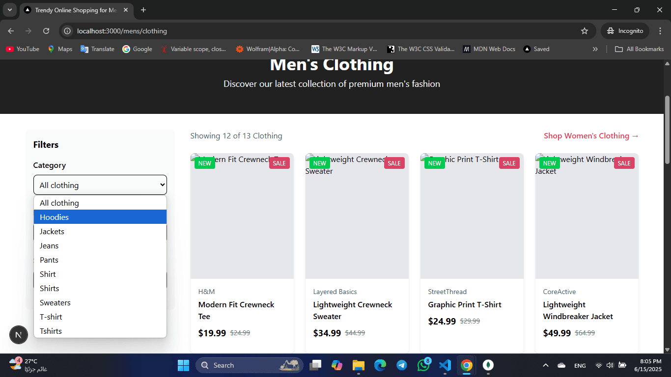 Product Catalog: Displays a range of products with filtering and searching capabilities.